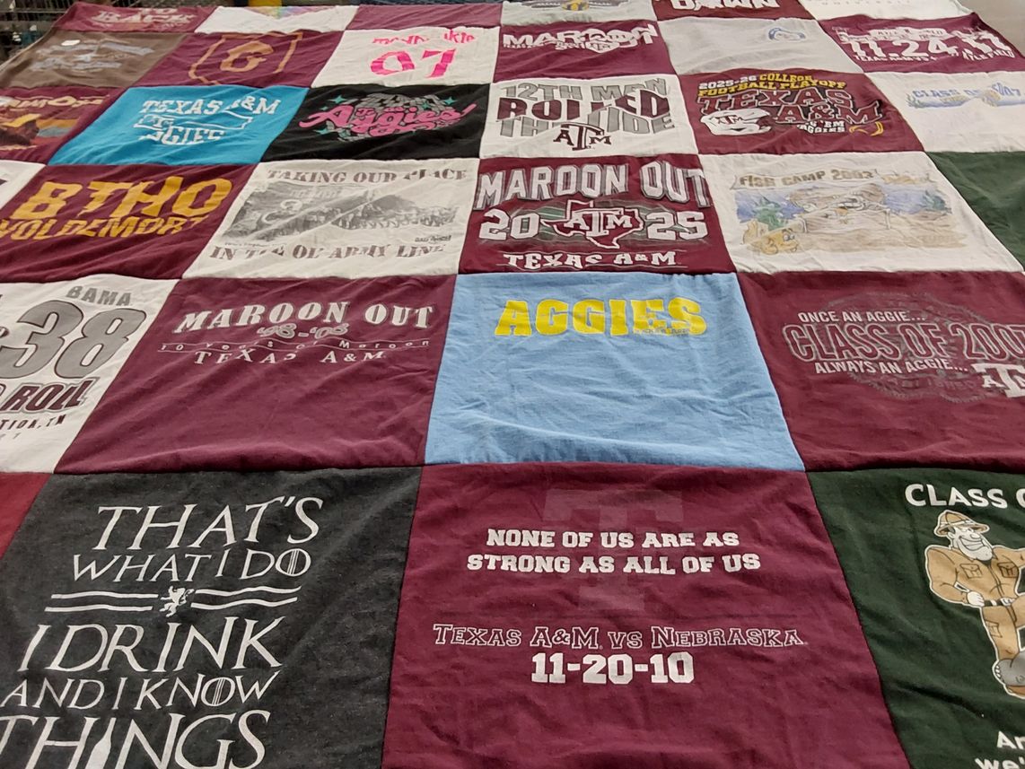 T-shirt quilt from texas a&m university by Joanne from TX