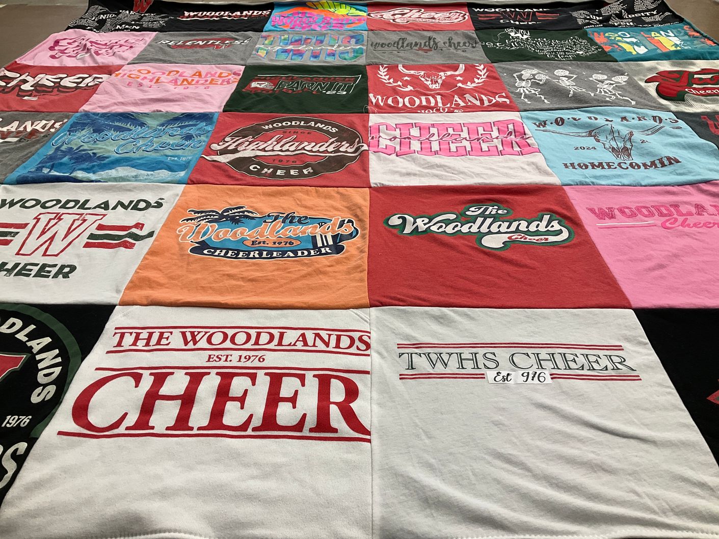 T-shirt quilt featuring the woodlands cheer by Rudy from TX