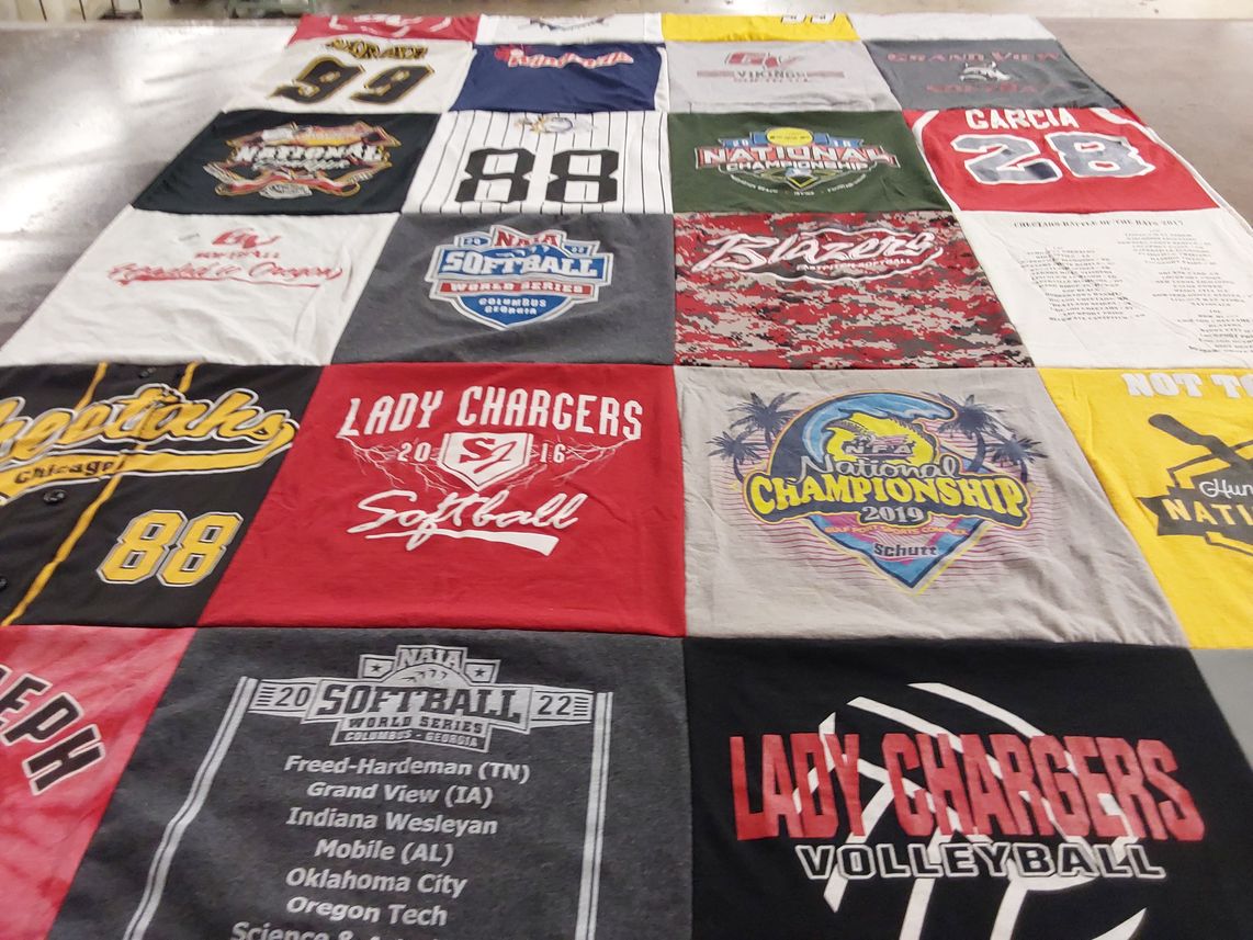 T-shirt quilt featuring lady chargers softball, lady chargers volleyball by dawn from IL
