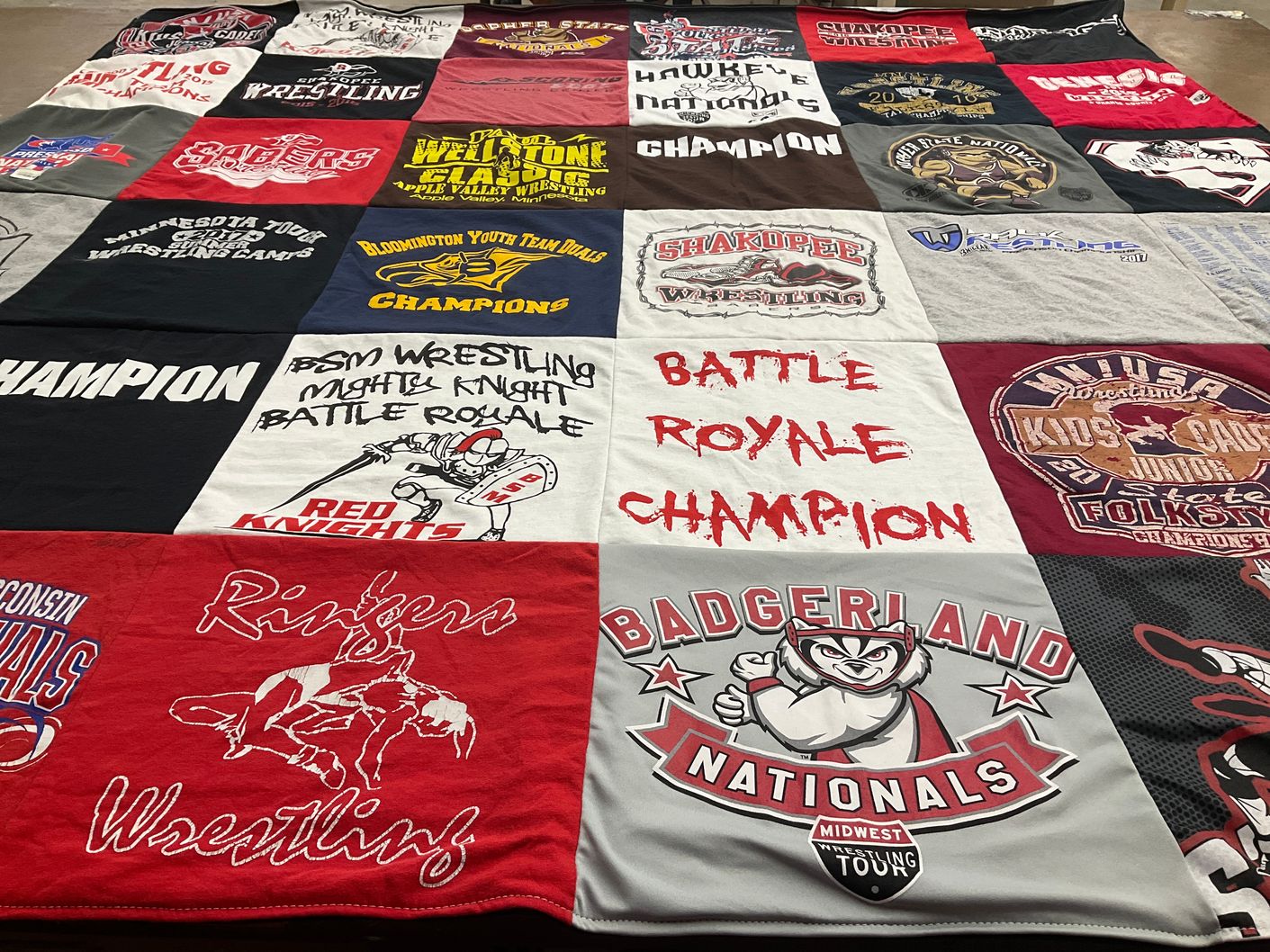 T-shirt quilt featuring badgerland nationals by Tiffany from MN