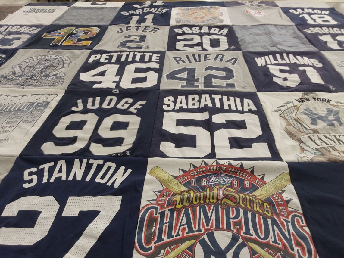 T-shirt quilt featuring new york yankees by Marie from CT