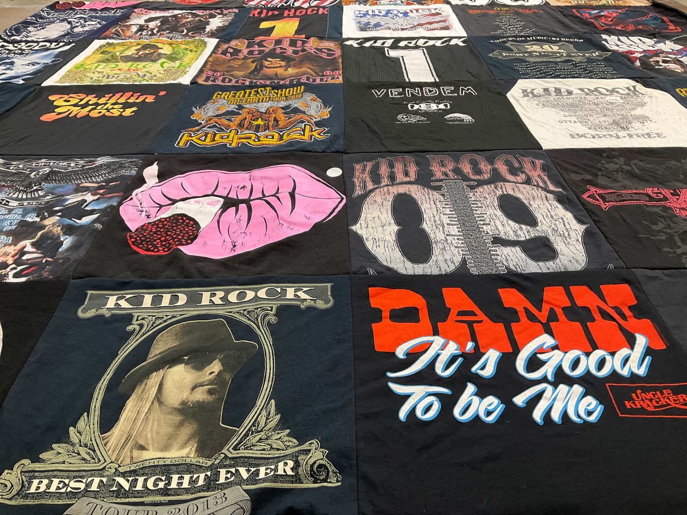 T-shirt quilt with music themes by Carolynn from PA