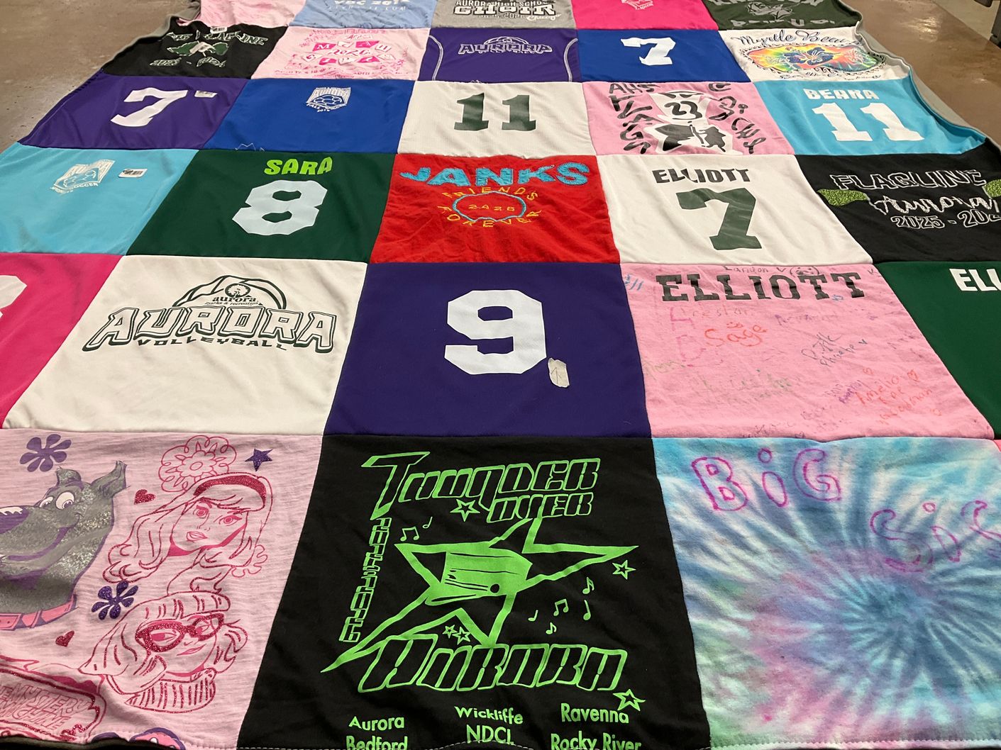 T-shirt quilt from aurora high school by Delores from OH