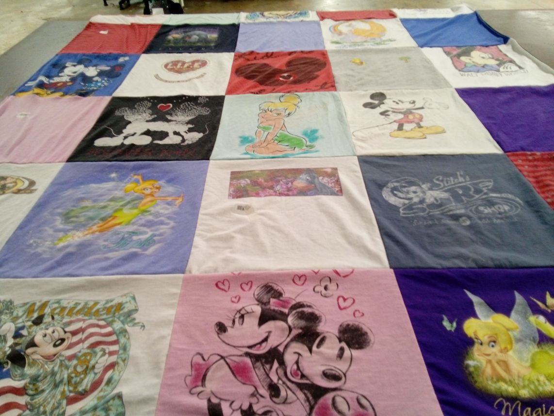 T-shirt quilt with disney, animation themes by Vicki from MO