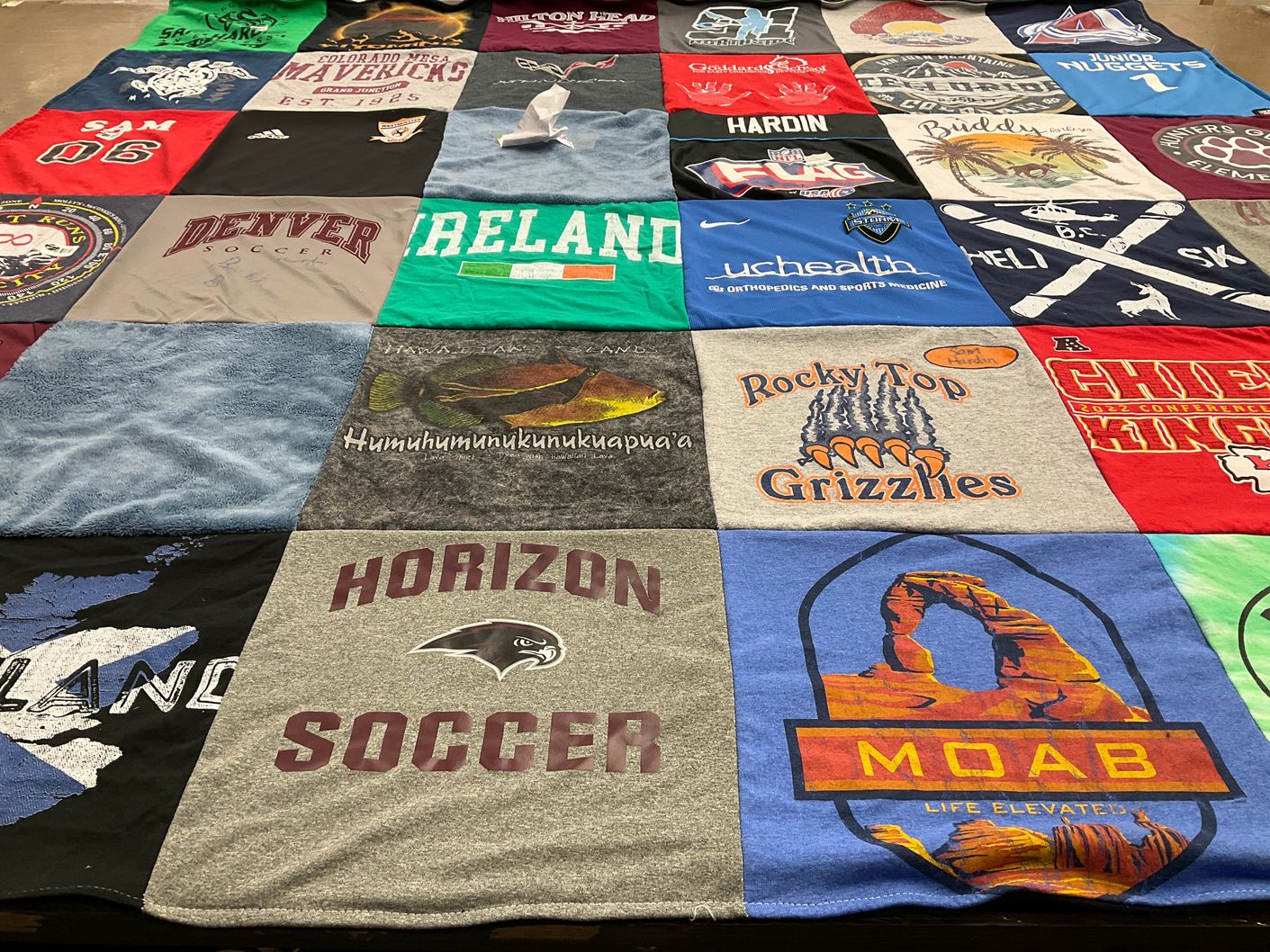 T-shirt quilt featuring rocky top grizzlies by Julie from CO