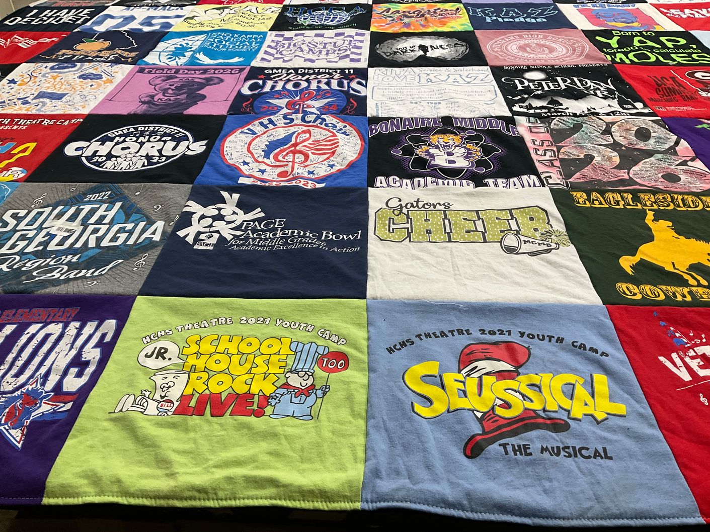 T-shirt quilt featuring gatons cheer by Alana from GA
