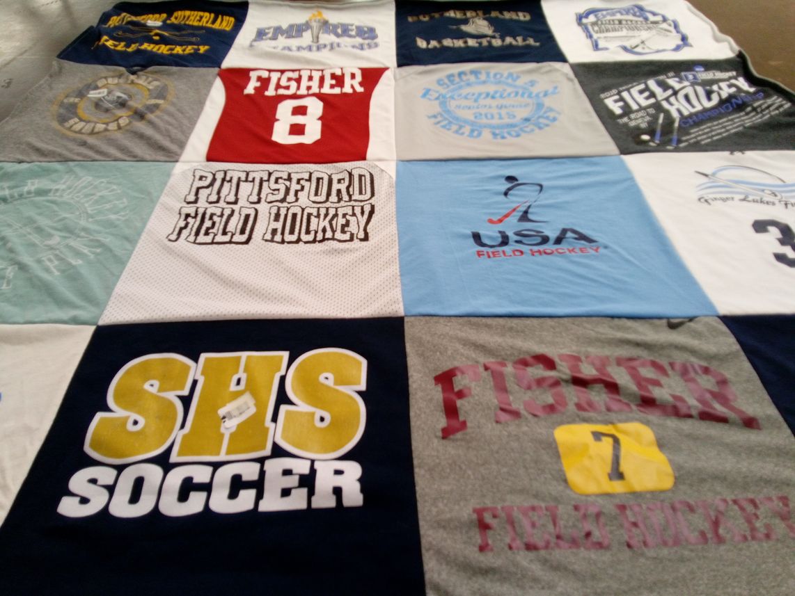 T-shirt quilt featuring shs soccer, fisher field hockey by Reghan from TX
