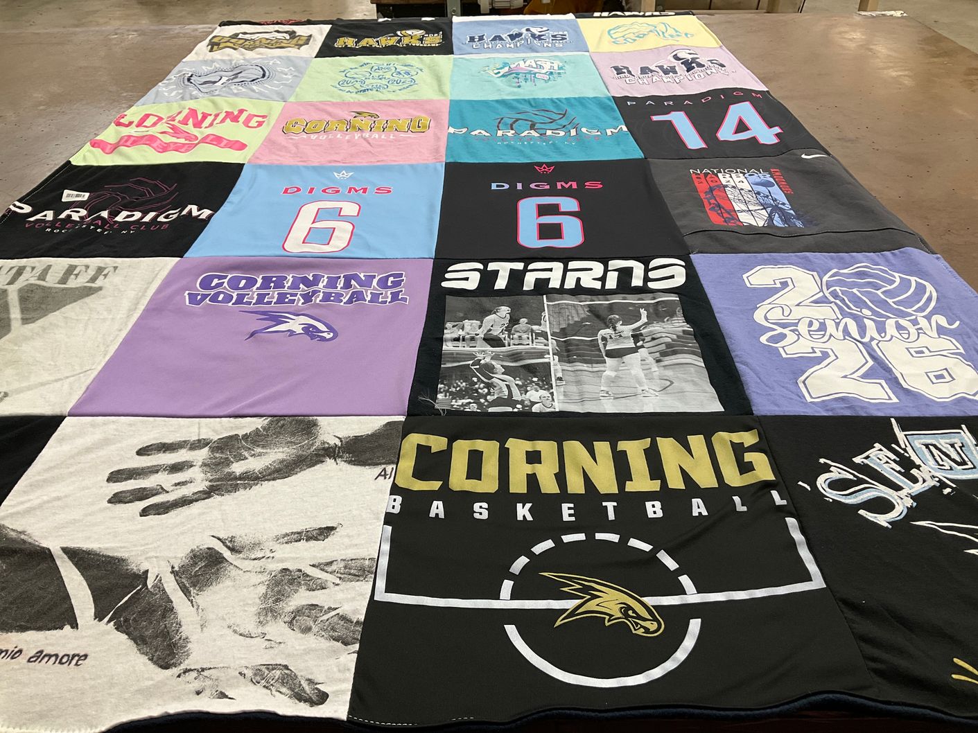T-shirt quilt featuring corning high school volleyball, corning high school basketball by Alexis from NY
