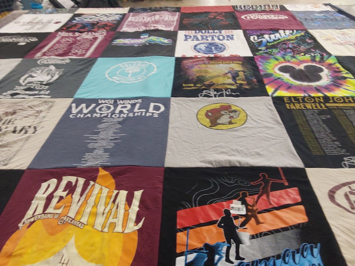 T-shirt quilt with music, sports themes by Ethan from AR