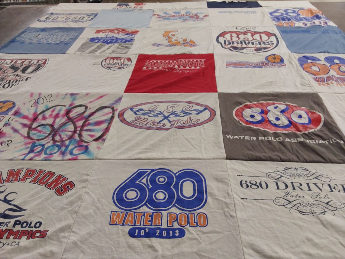 T-shirt quilt with water polo, sports themes by Marissa from UT