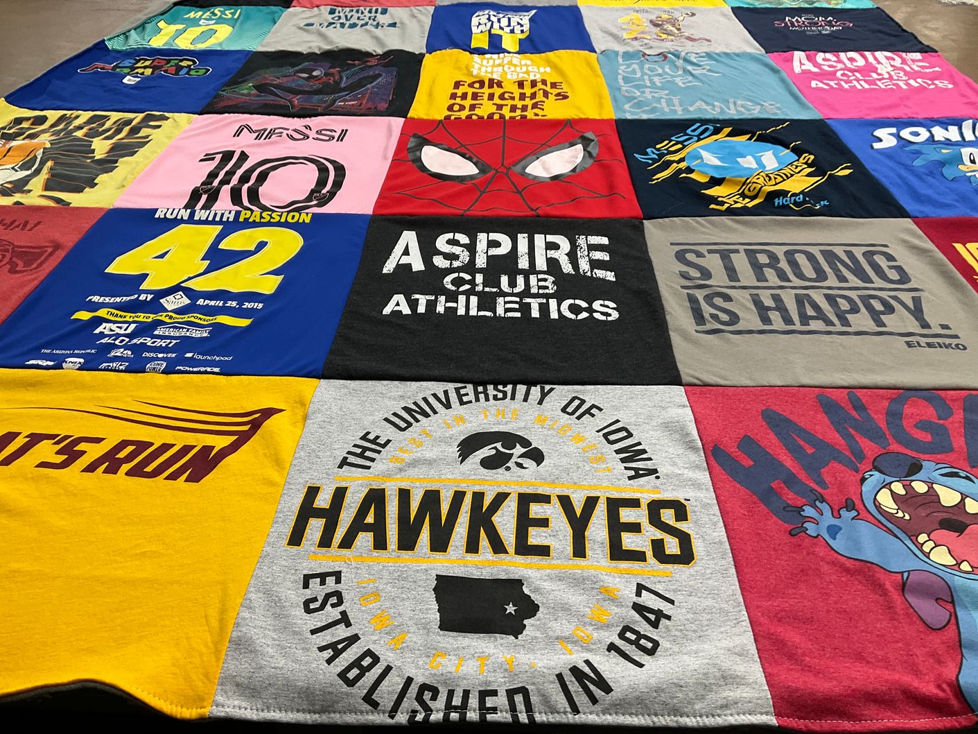 T-shirt quilt featuring hawks by Stephanie from IA