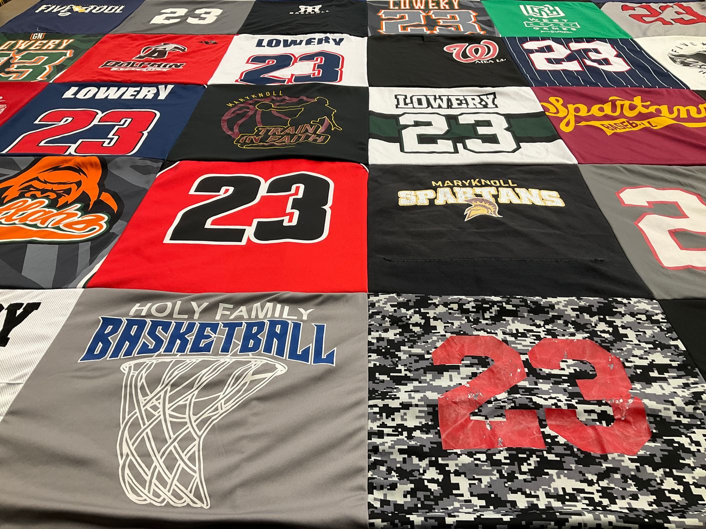 T-shirt quilt from maryknoll high school by Erin from HI