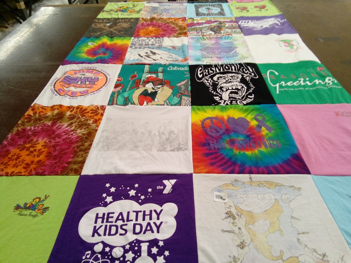 T-shirt quilt with health, wellness themes by Jamie from AL