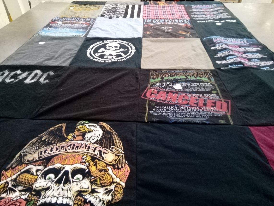 T-shirt quilt with music, rock themes by Sean from KY
