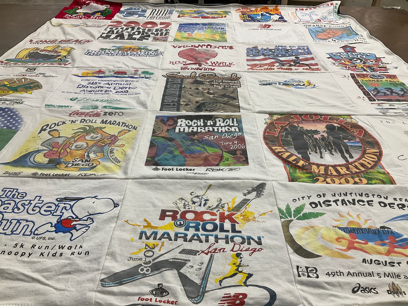 T-shirt quilt with running, marathons themes by Ann from CA