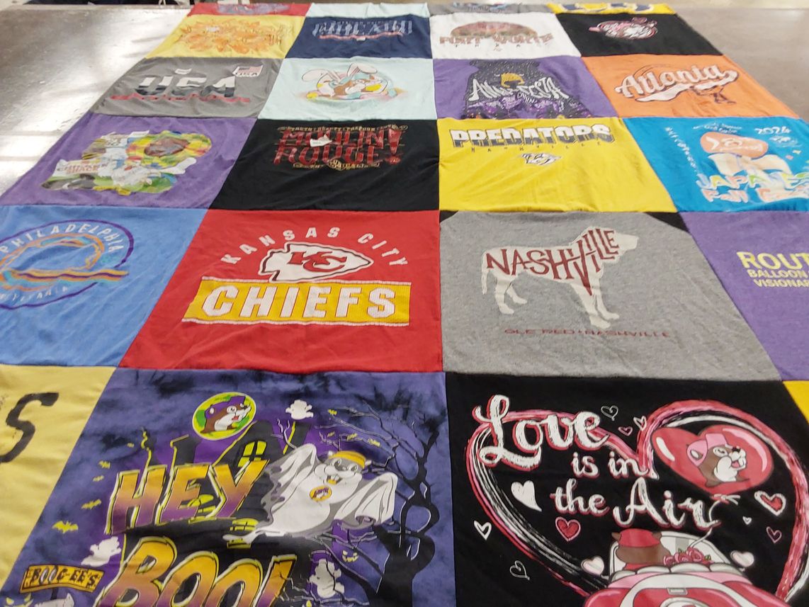 T-shirt quilt featuring kansas city chiefs, nashville predators by Stephanie from MO