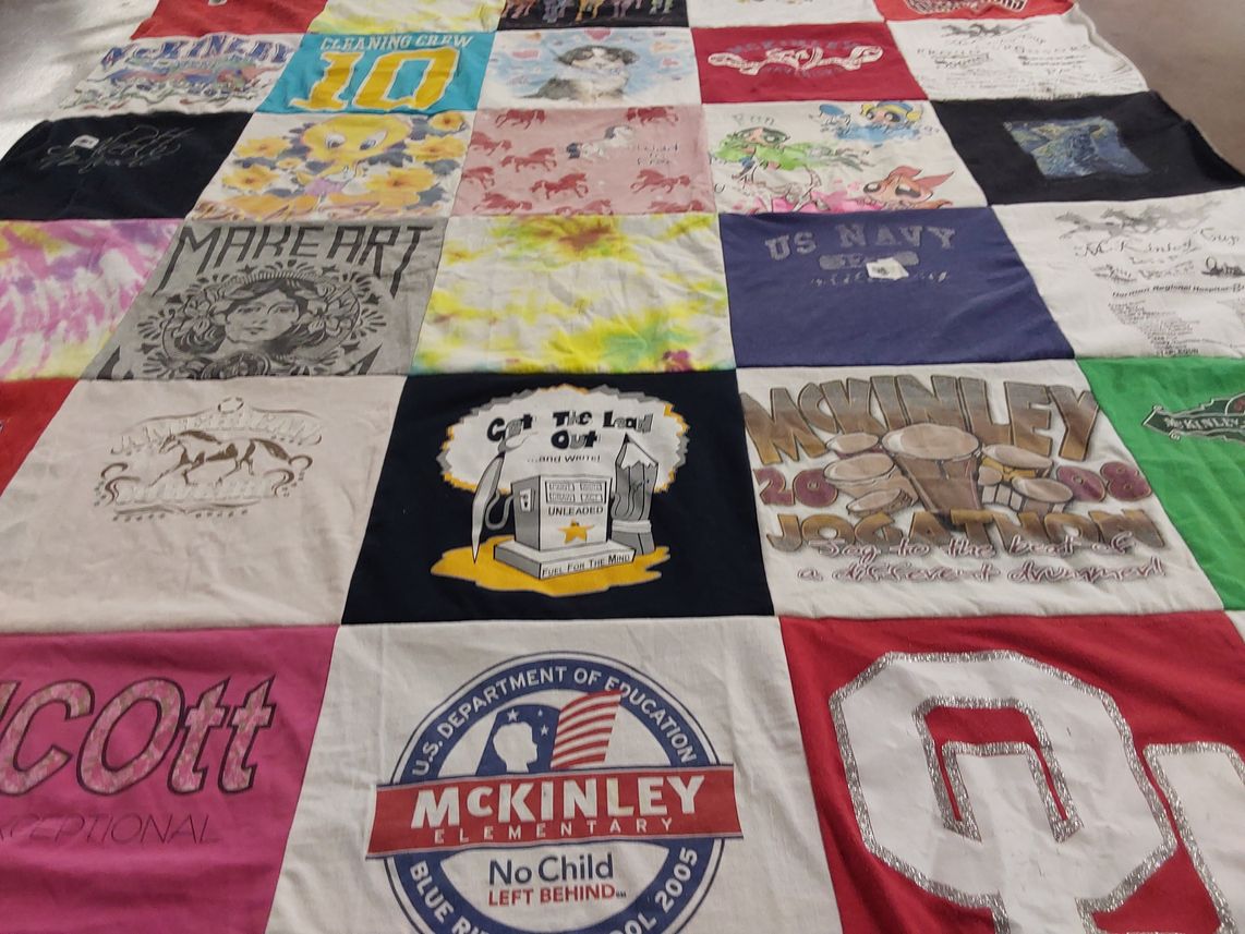 T-shirt quilt from mckinley elementary school by Vicky from OK
