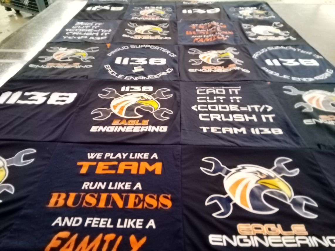 T-shirt quilt featuring eagle engineering team by Mary from CA