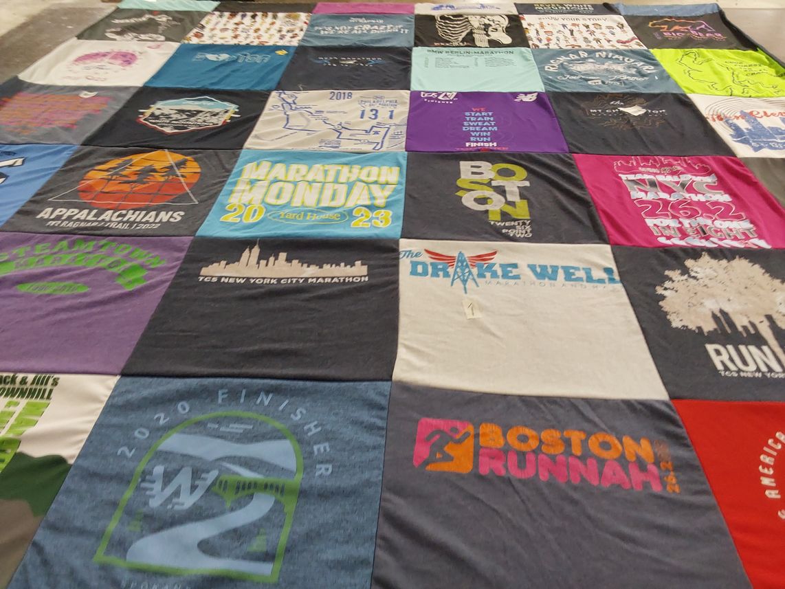 T-shirt quilt with running, marathons themes by CHRISTINE from PA