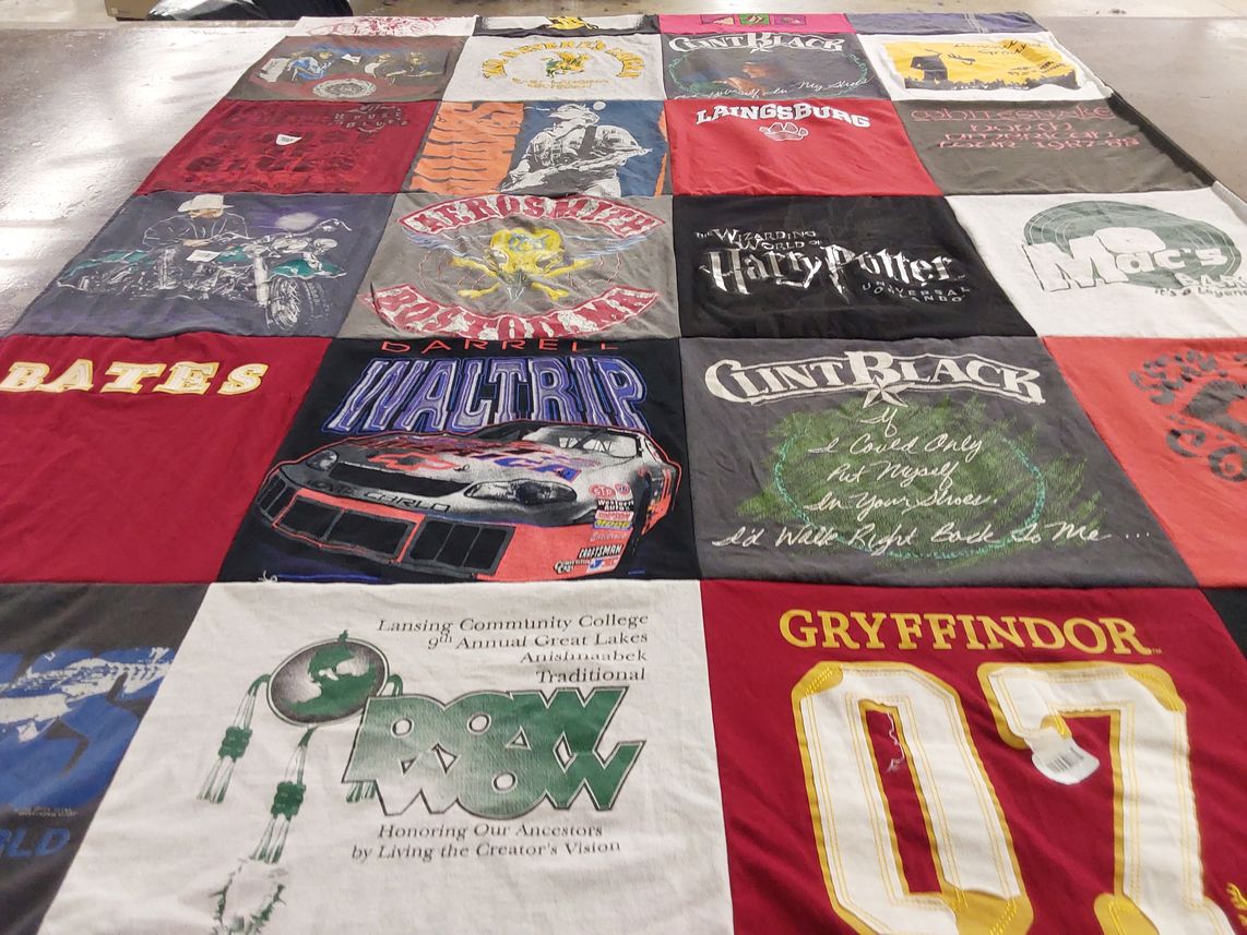 T-shirt quilt from lansing community college by Laurie from MI