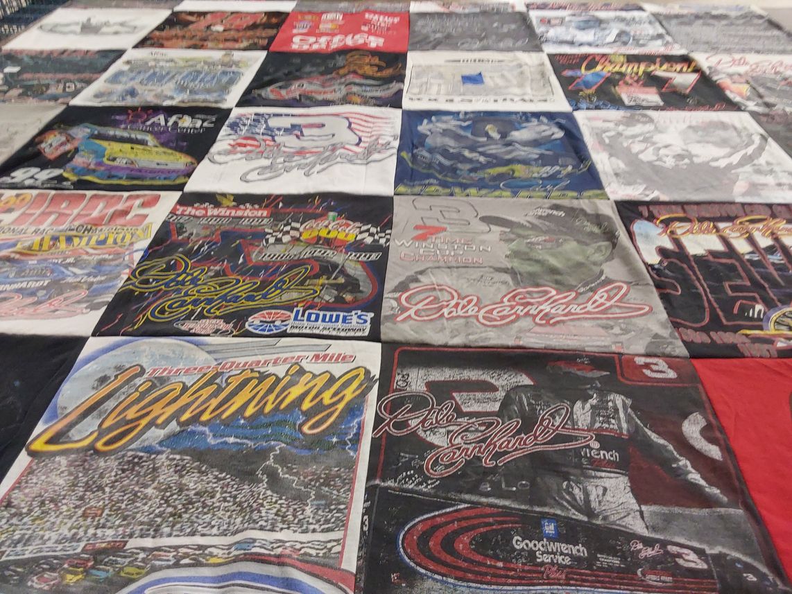 T-shirt quilt with racing, nascar themes by Terry from NC