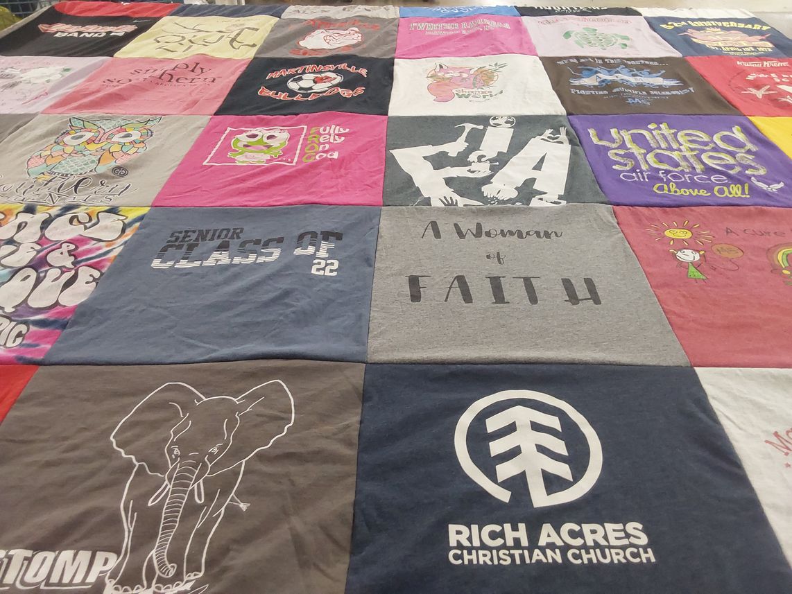 T-shirt quilt with faith, community themes by Nancy from VA