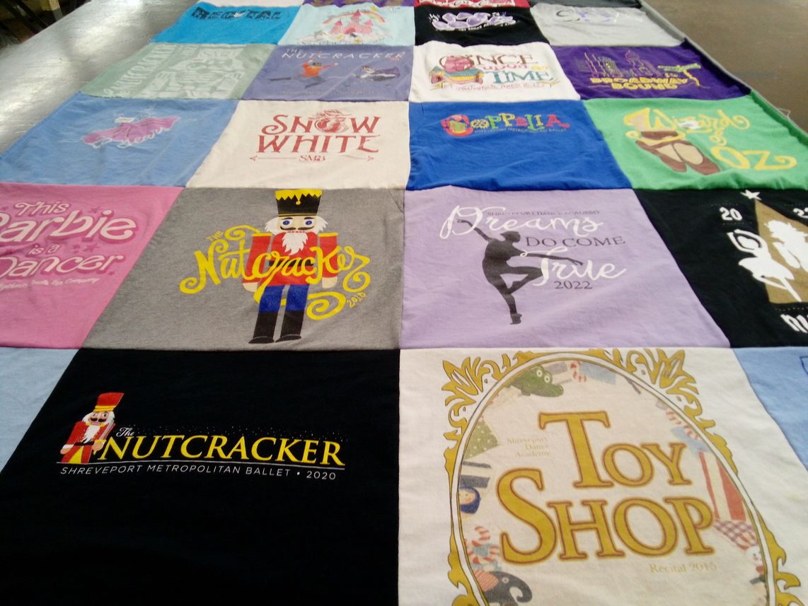 T-shirt quilt with dance, ballet themes by Brooke from LA