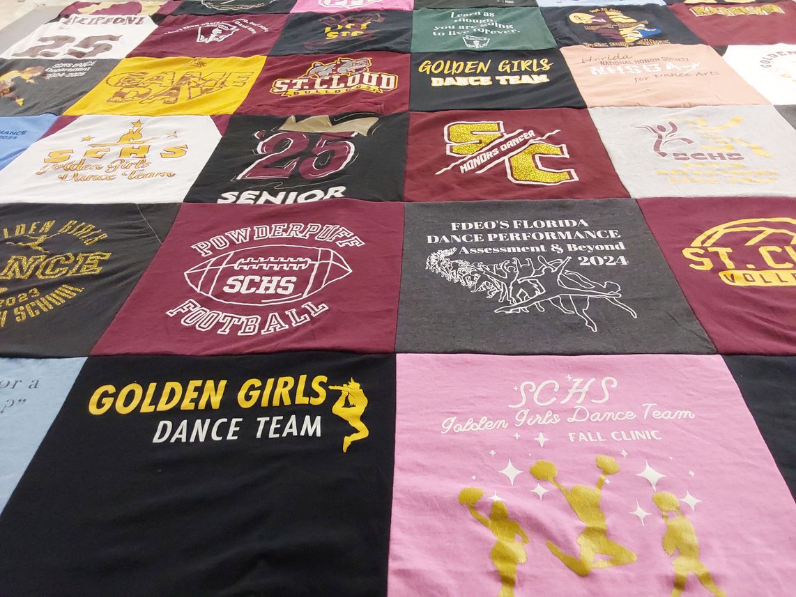 T-shirt quilt featuring st. cloud high school football, st. cloud high school dance team by Maria from FL