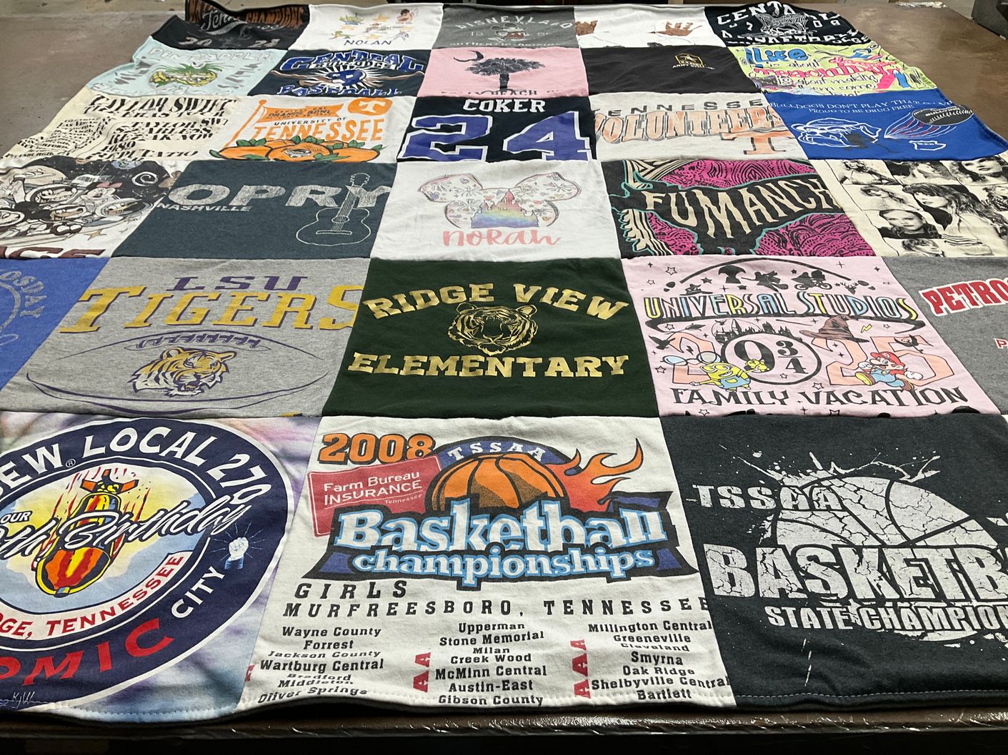T-shirt quilt featuring lsu tigers, basketball championships by Sabra from TN