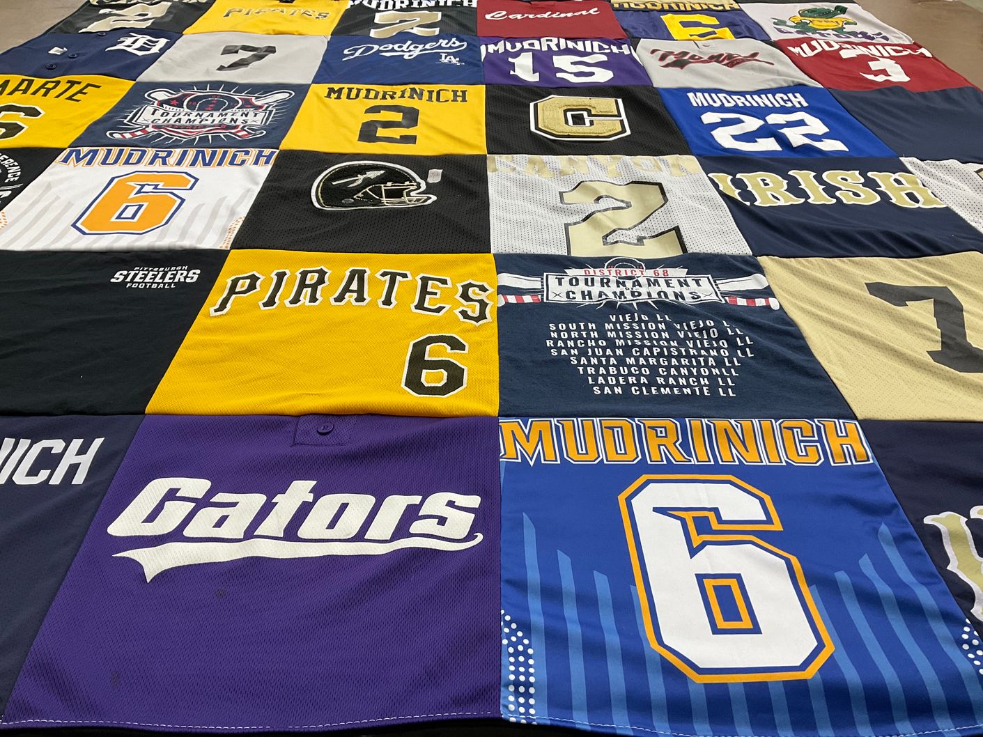 T-shirt quilt featuring gators, pirates by MiKayla from MI