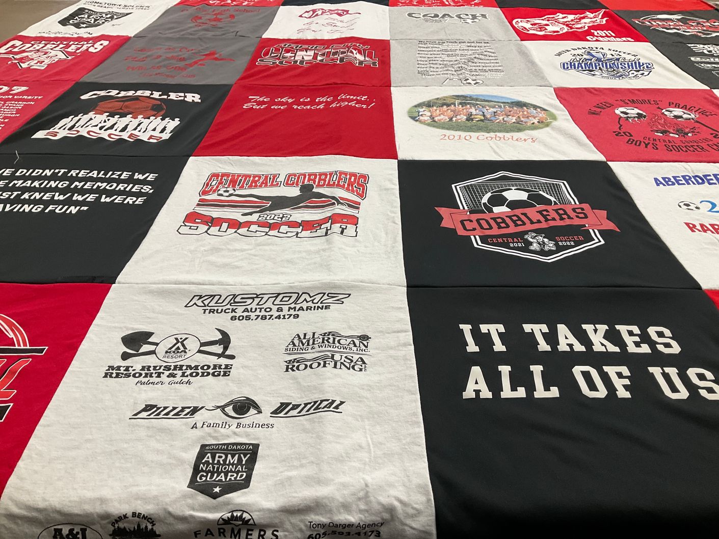 T-shirt quilt featuring central cobblers soccer by Joseph from SD