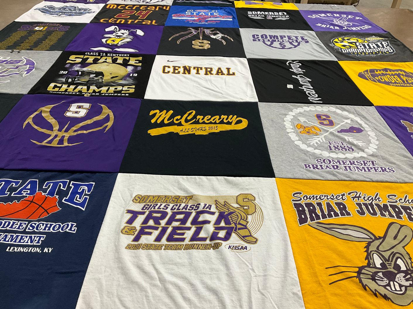 T-shirt quilt featuring somerset briar jumpers by Megan from KY