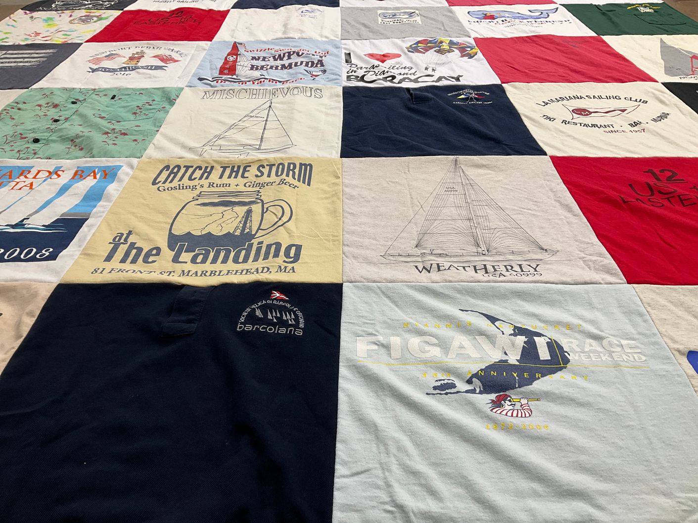 T-shirt quilt with sailing, boating themes by Thomas from SC