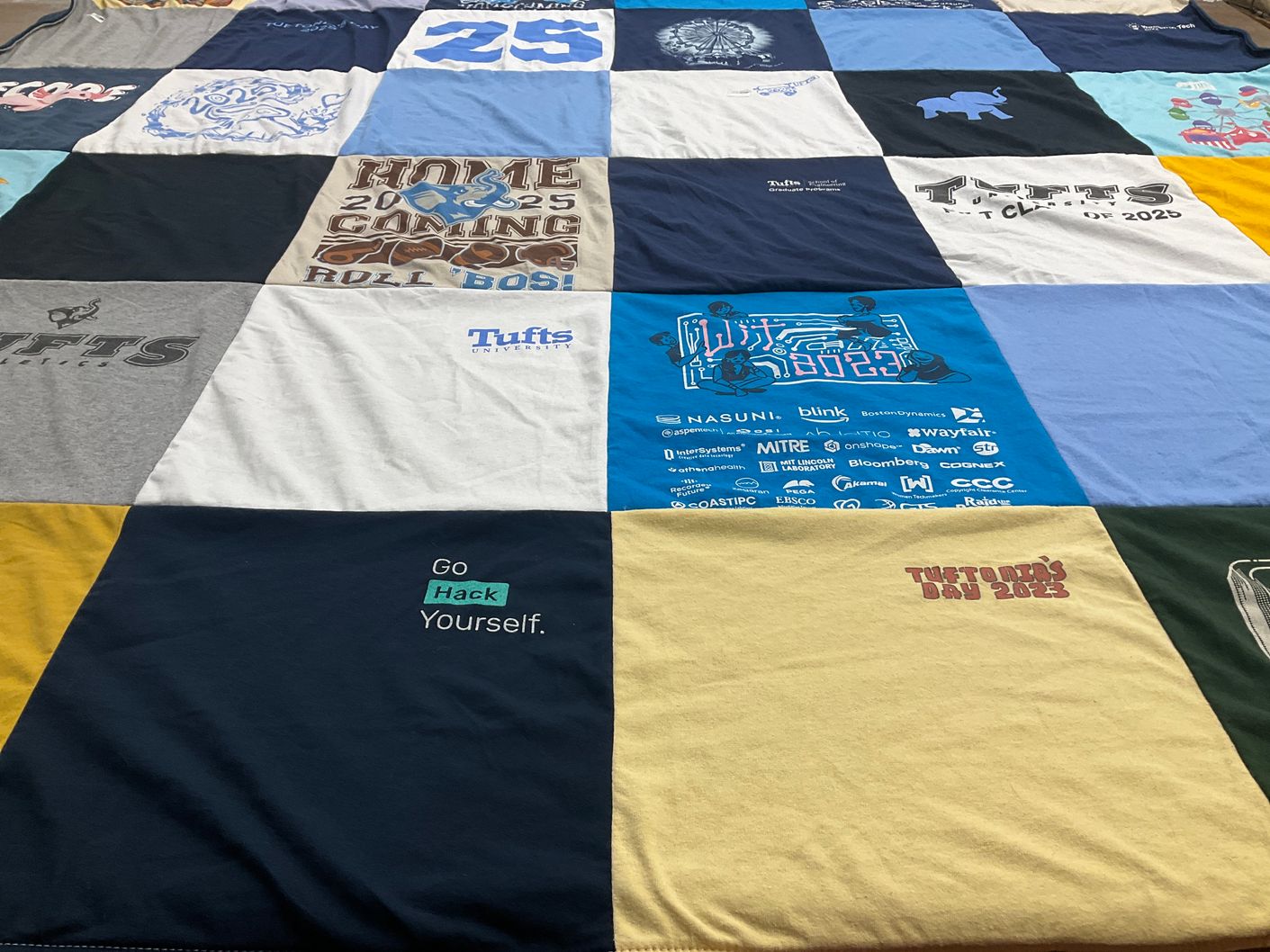 T-shirt quilt from tufts university by Alexandra from NY