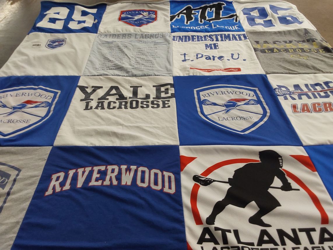 T-shirt quilt from yale university, riverwood high school by Janine from GA