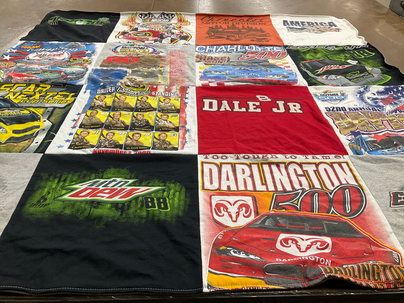 T-shirt quilt with nascar, racing themes by Randy from SC