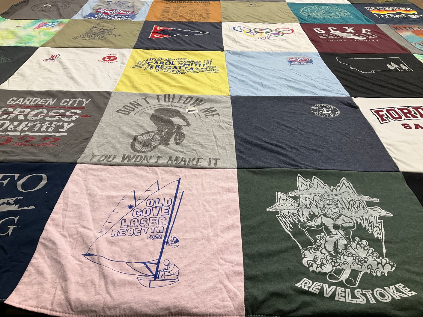 T-shirt quilt from garden city high school by Dana from NY