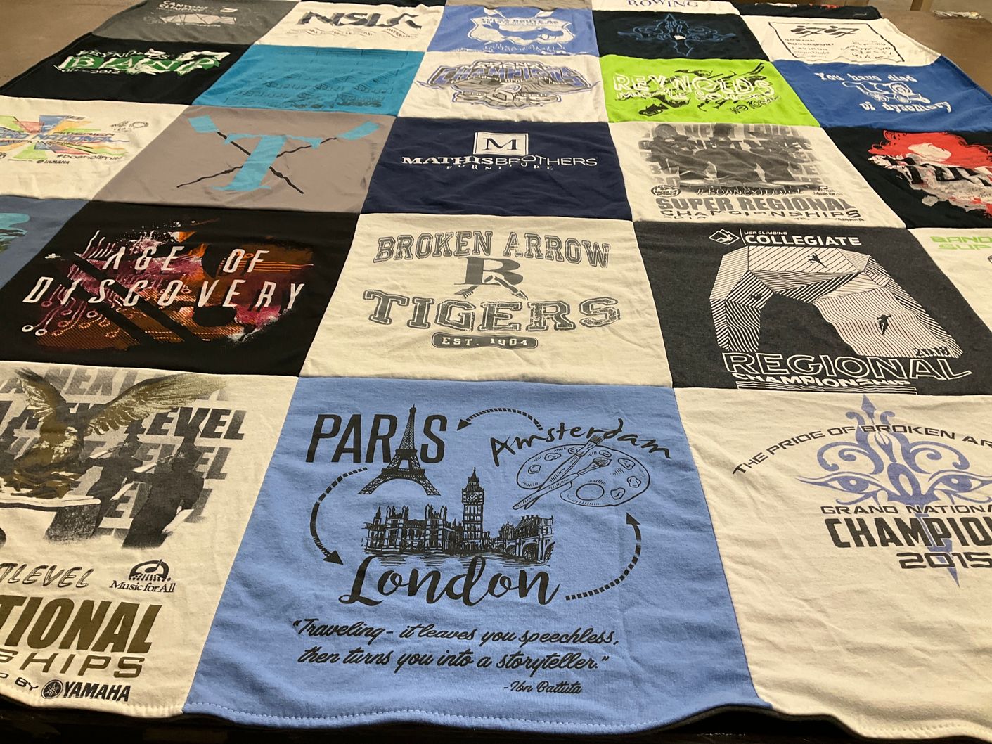 T-shirt quilt from broken arrow high school by Michelle from TX