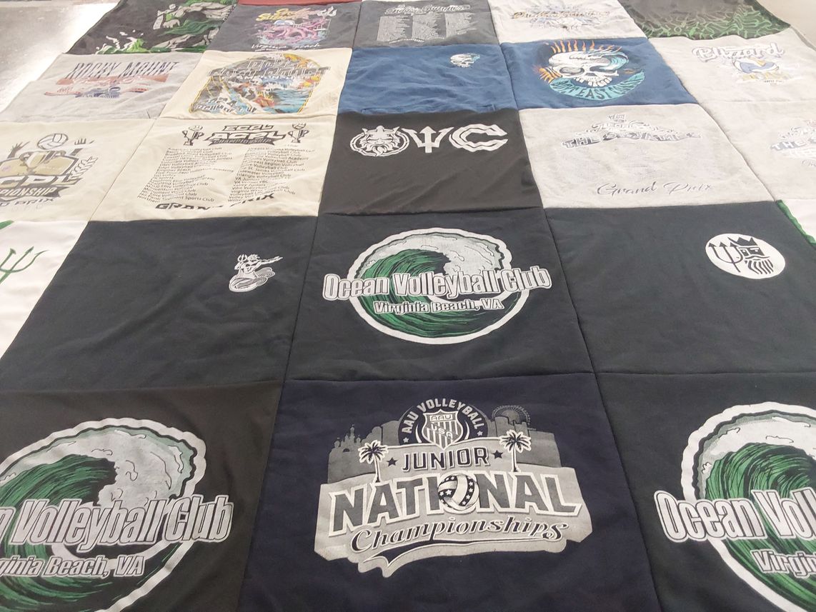 T-shirt quilt with volleyball, sports themes by Bradley from VA