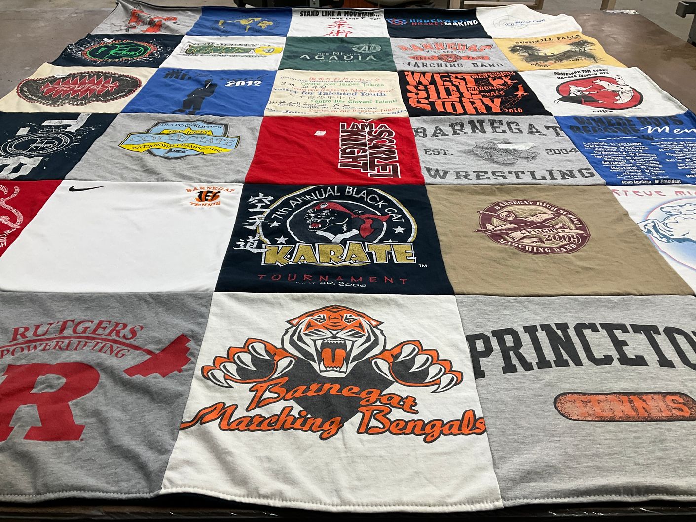 T-shirt quilt featuring barnegat marching bengals by Larissa from NJ