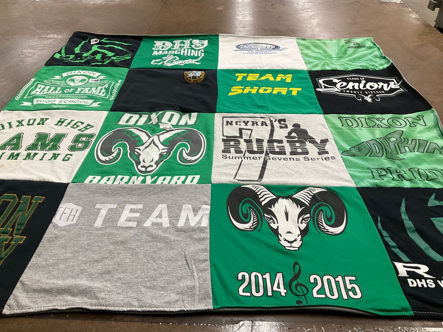 T-shirt quilt featuring dixon high school rugby by Lisa from CA