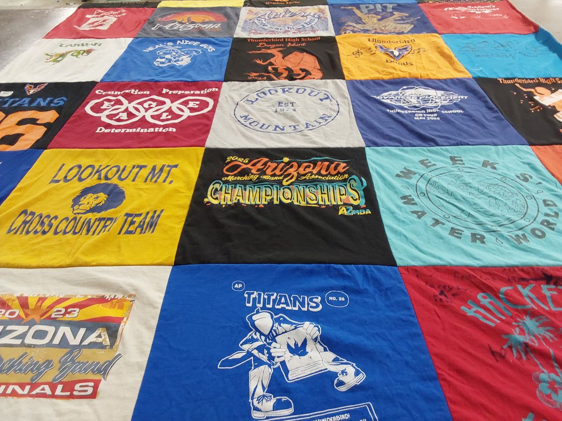T-shirt quilt featuring lookout mountain cross country team, arizona marching band by Dawn from AZ
