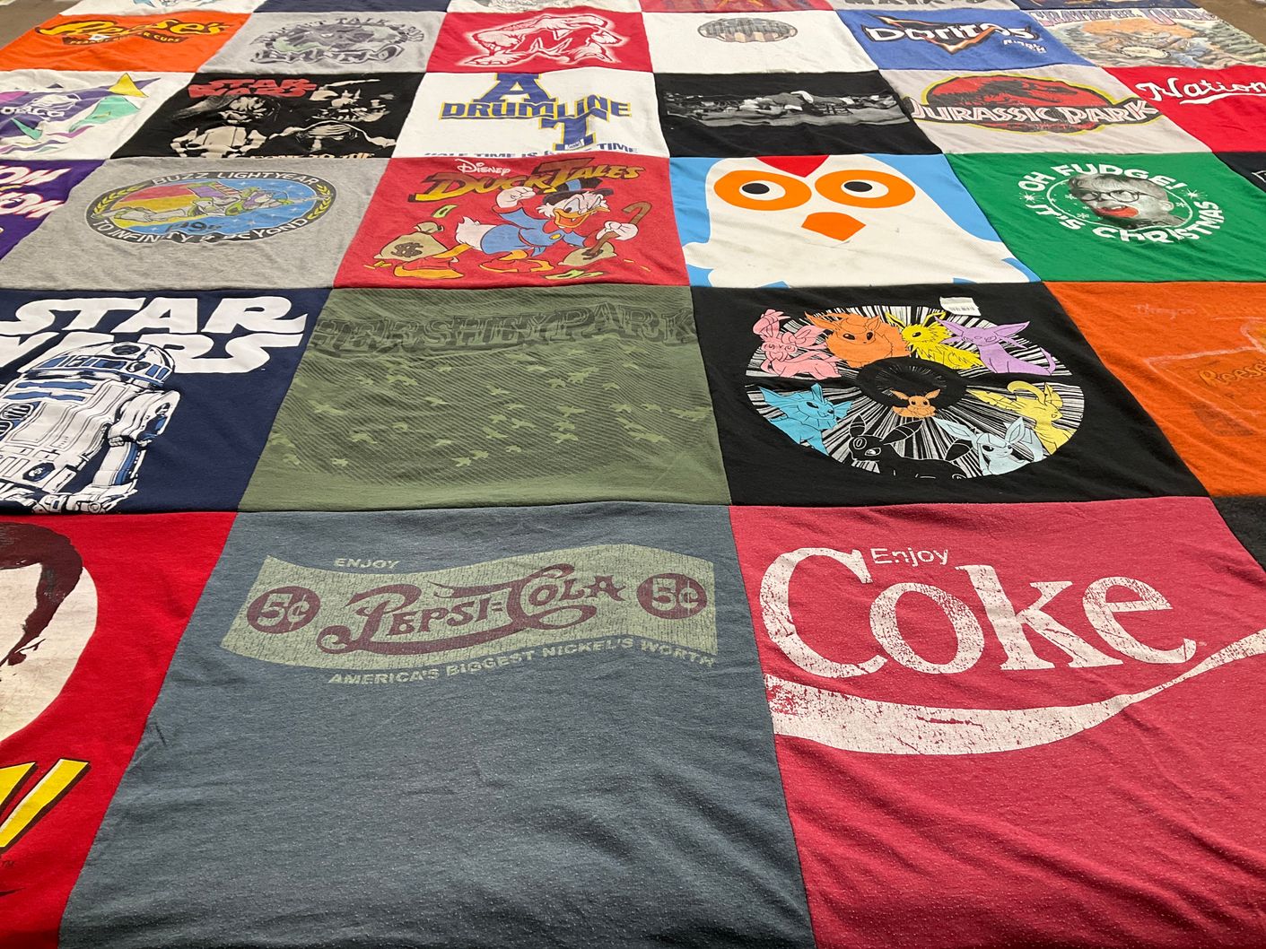 T-shirt quilt with movies, animation themes by Patricia from MD