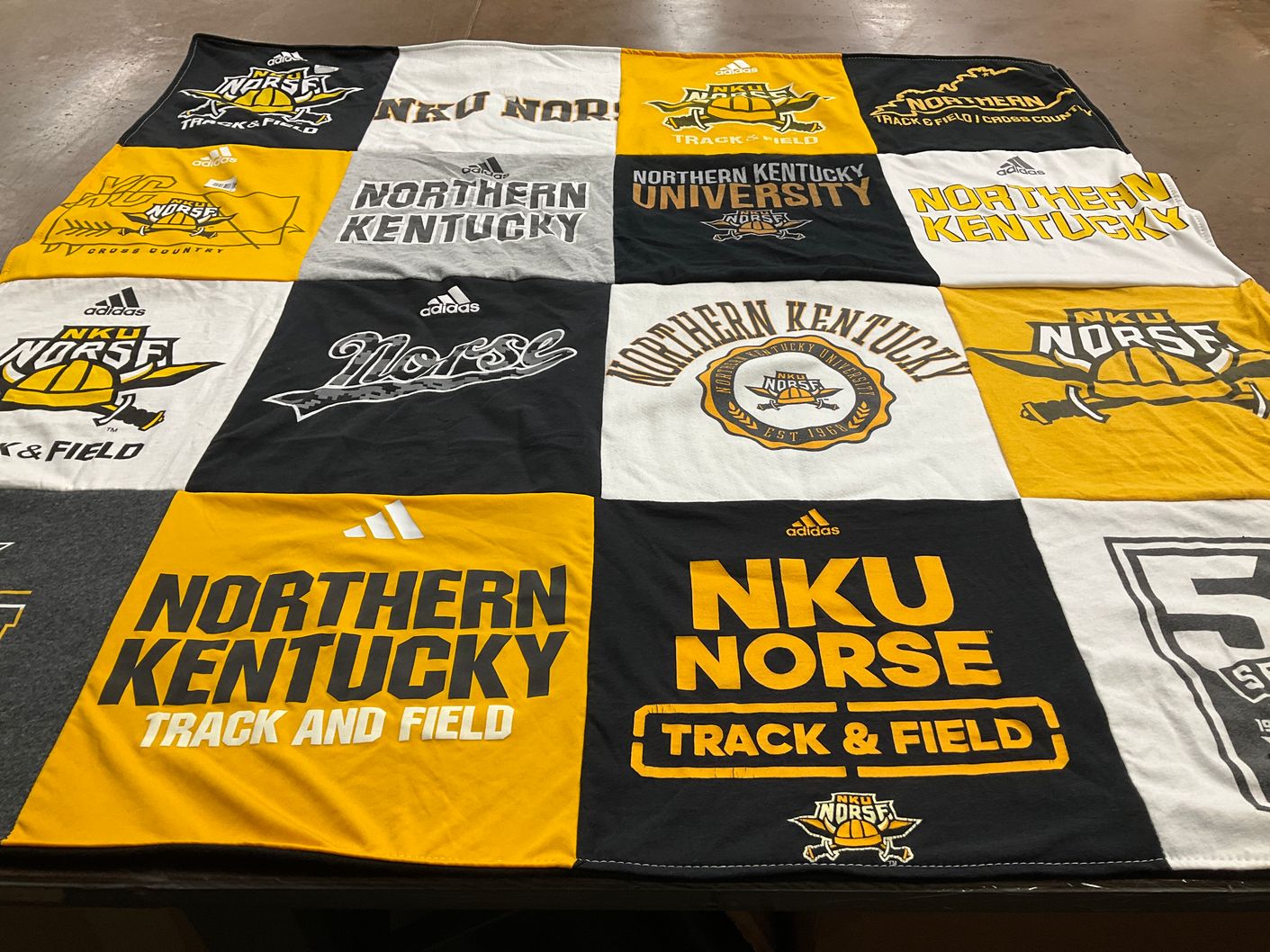 T-shirt quilt featuring nku norse track and field by Wendy from OH