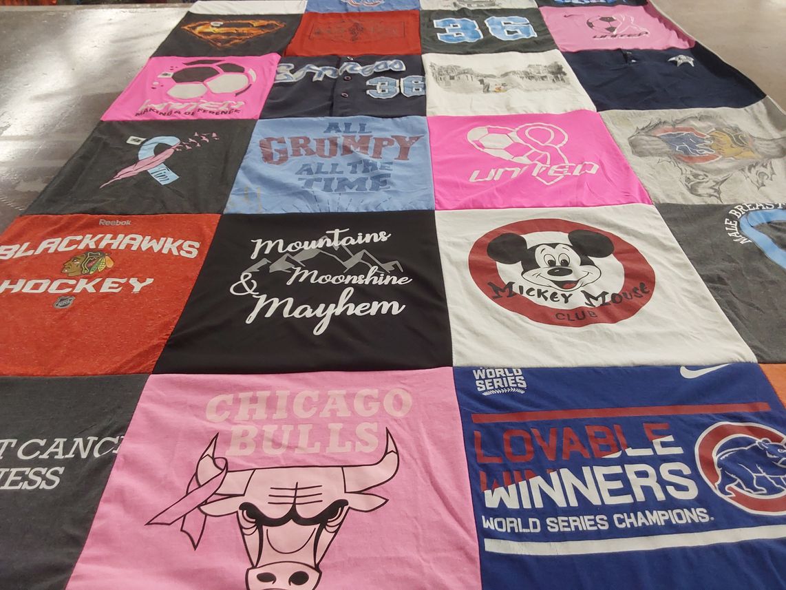T-shirt quilt featuring chicago bulls, chicago cubs by Michelle from IL
