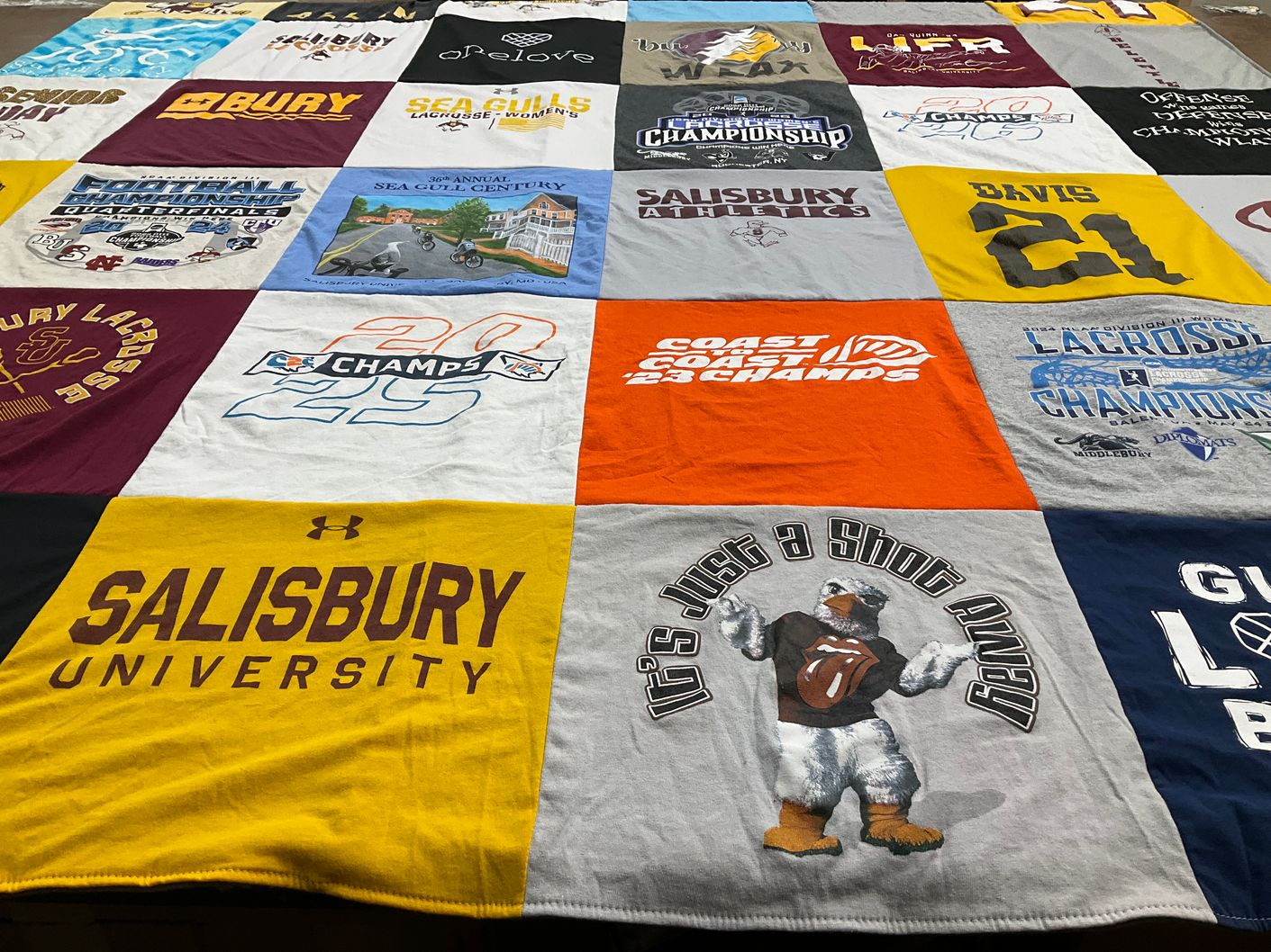 T-shirt quilt from salisbury university by Jessica from MD