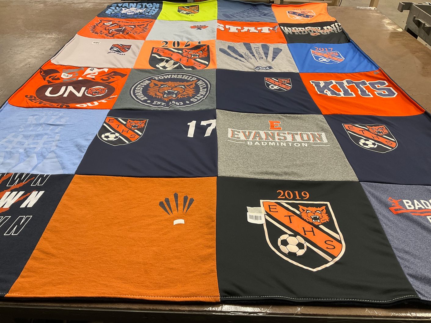 T-shirt quilt featuring evanston township high school badminton by Sarah from IL