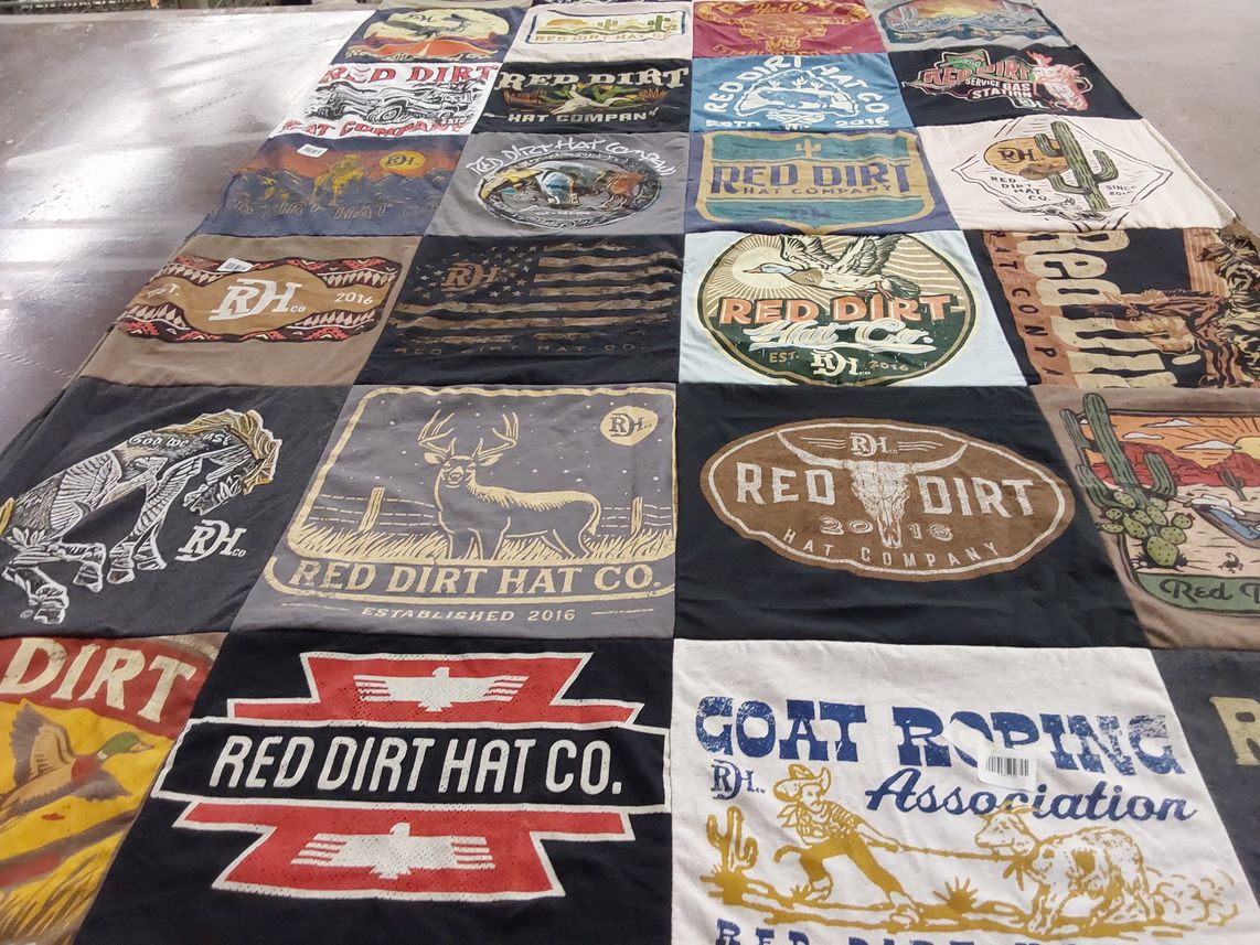 T-shirt quilt with western culture, hats themes by Red from TX