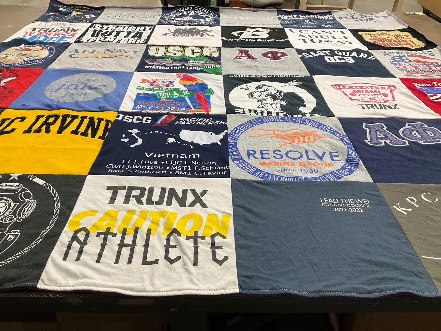 T-shirt quilt from university of southern california irvine by Lucy from WI