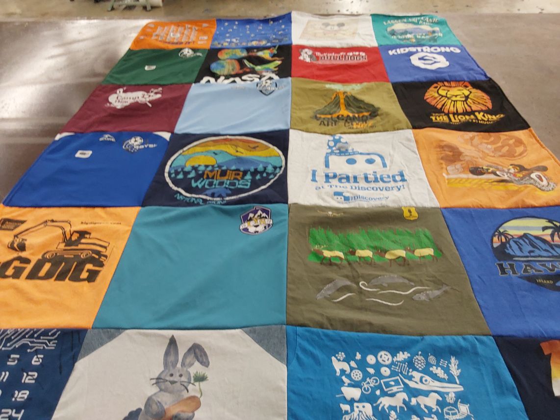 T-shirt quilt with nature, outdoors themes by Stephanie from NV
